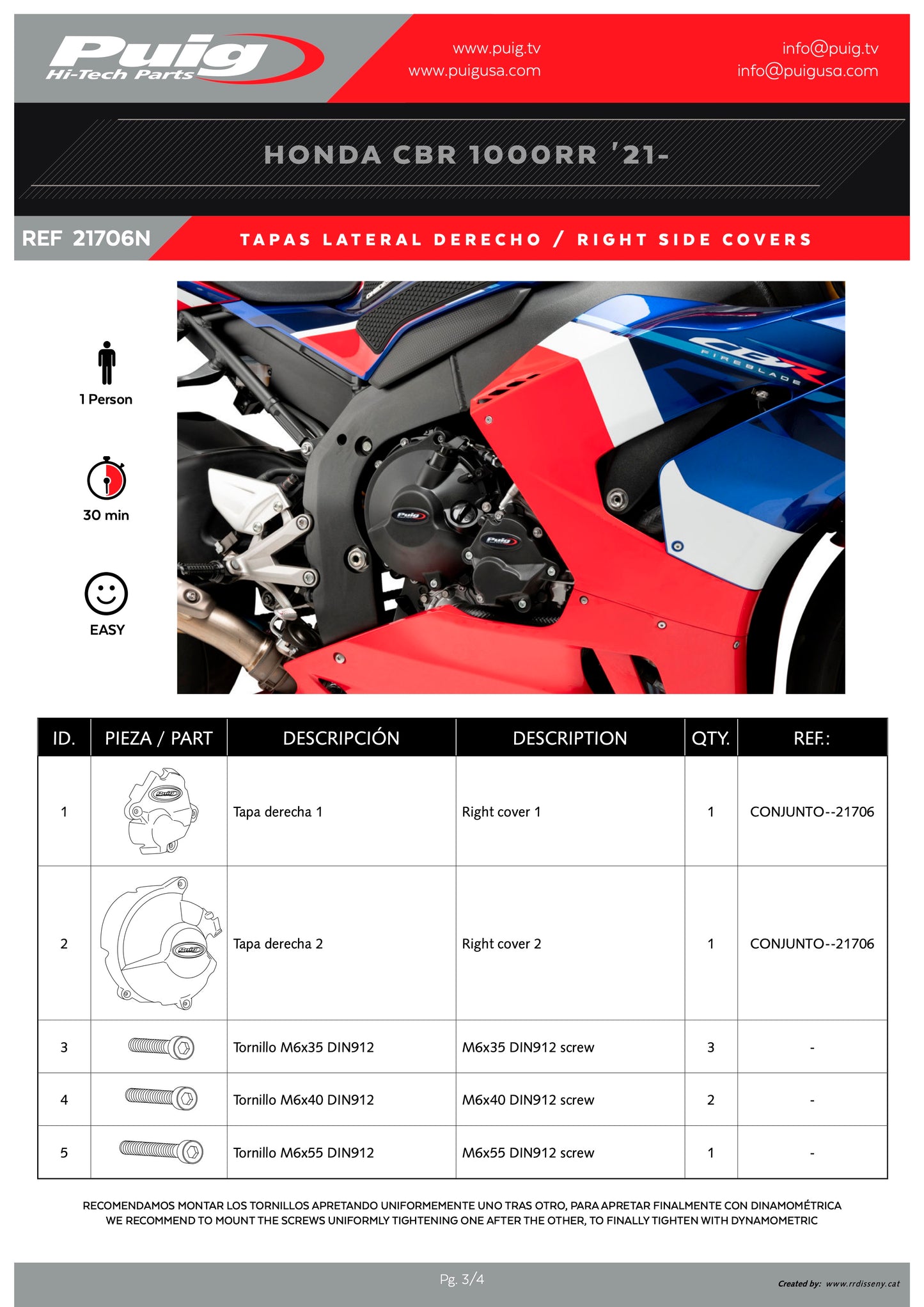 Puig Engine Covers Track for Championship Honda CBR1000RR-R Fireblade 2020-2025