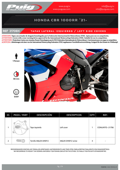 Puig Engine Covers Track for Championship Honda CBR1000RR-R Fireblade 2020-2025