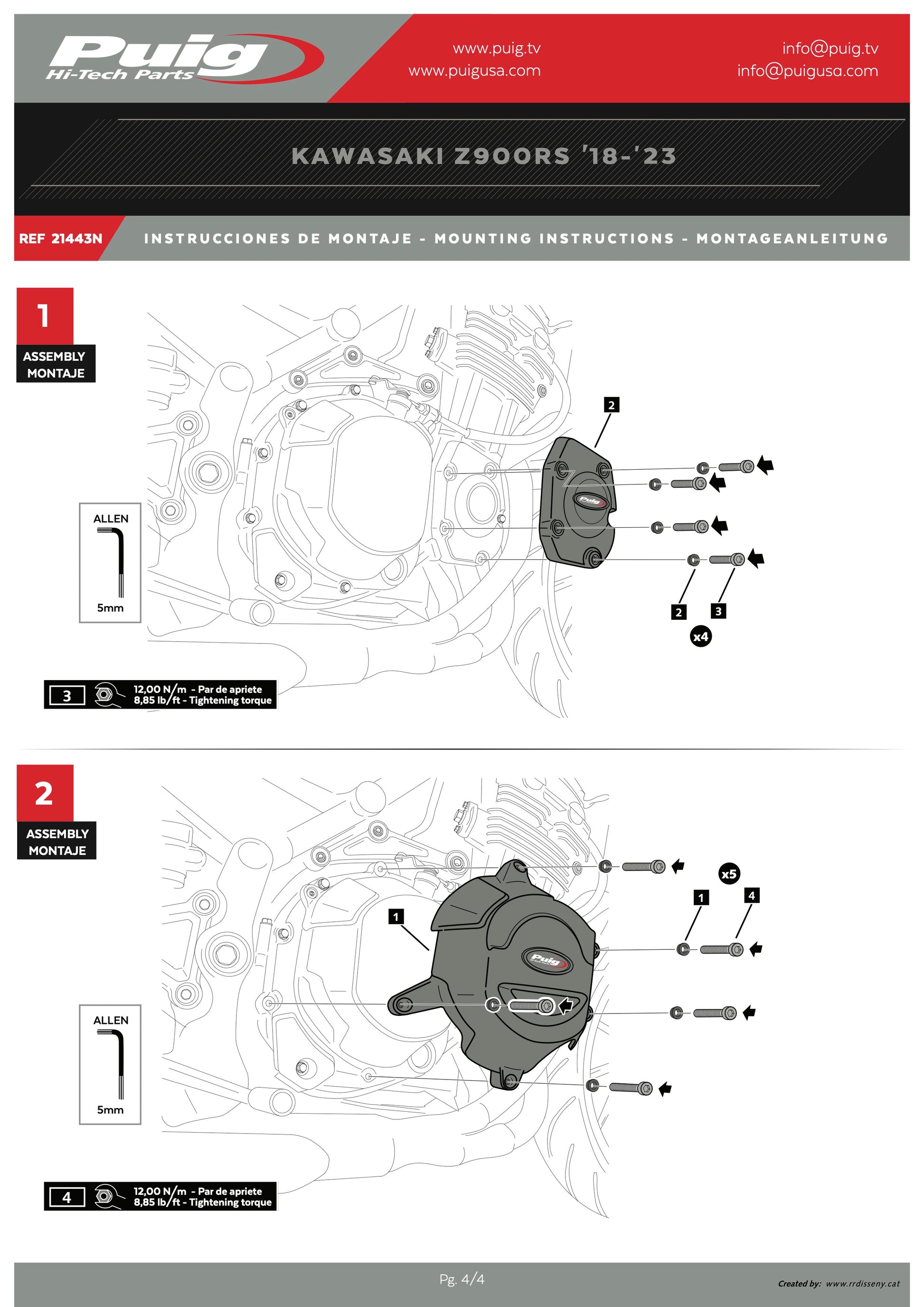 Puig Engine Protectives Covers Kawasaki Z900RS 2018-2025 - Adventure Parts