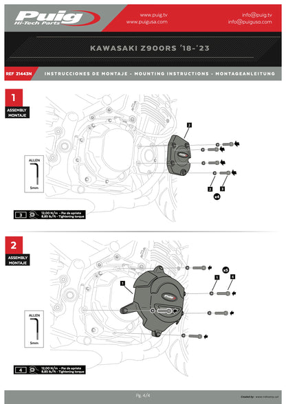 Puig Engine Protectives Covers Kawasaki Z900RS 2018-2025 - Adventure Parts