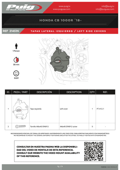 Puig Engine Protectives Covers HONDA CB1000R NEO SPORTS CAFE 2018-2025