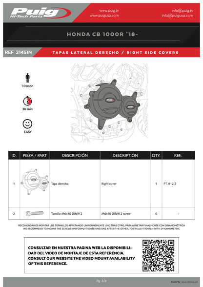Puig Engine Protectives Covers HONDA CB1000R NEO SPORTS CAFE 2018-2025
