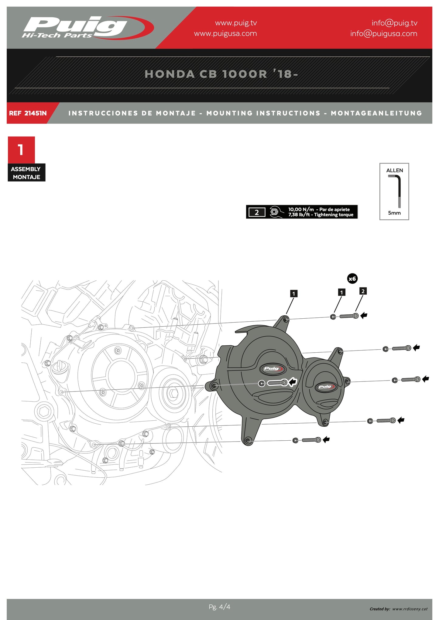 Puig Engine Protectives Covers HONDA CB1000R NEO SPORTS CAFE 2018-2025