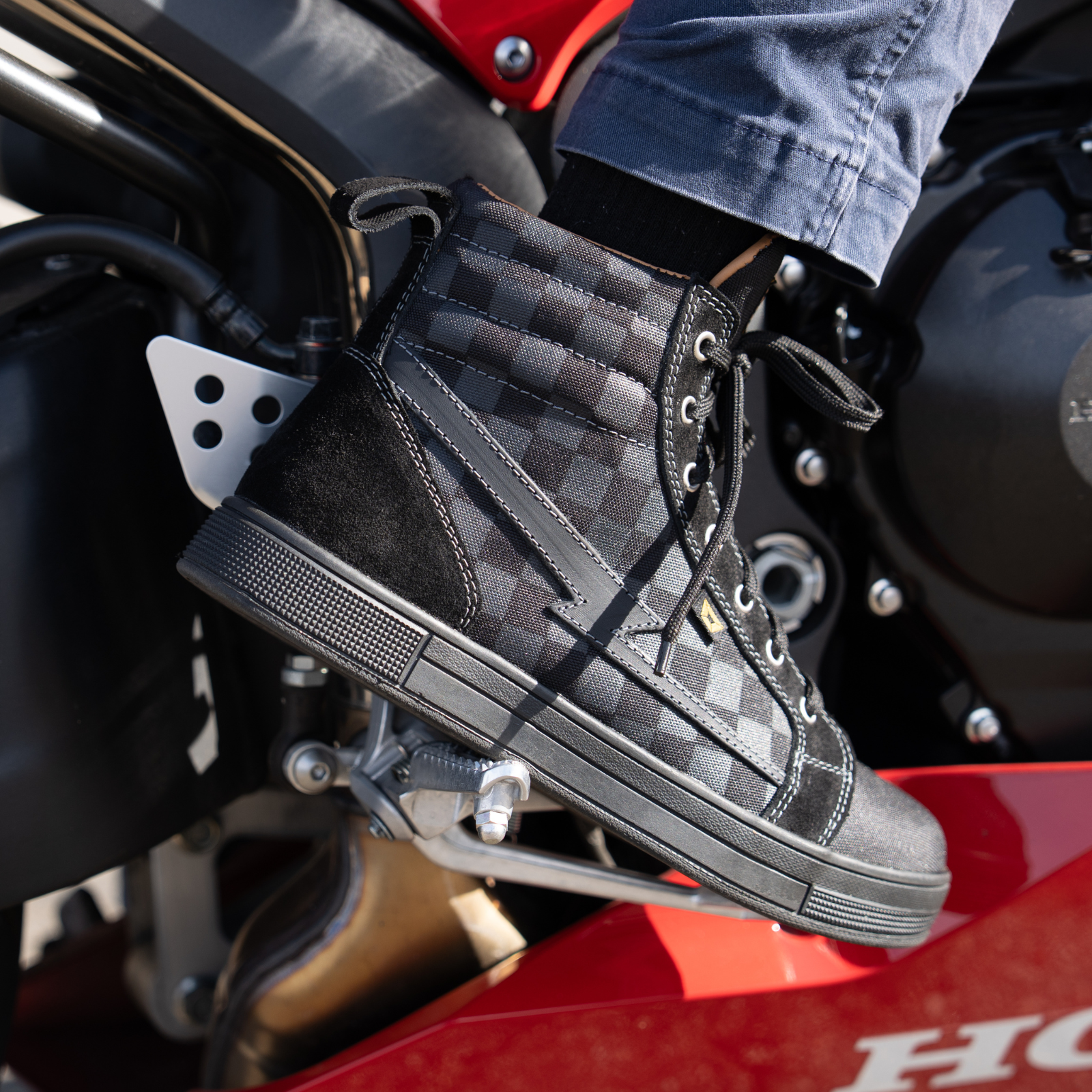 Cortech Women's Slayer Canvas Check Motorcycle Riding Shoes - Adventure Parts