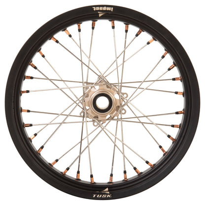 Tusk Impact Supermoto Complete Front and Rear Wheel Set 17 x 3.50 Matte Black Rim/Silver Spoke/Magnesium Hub/Magnesium Nipple Honda CR125R 2002–2025 - Adventure Parts