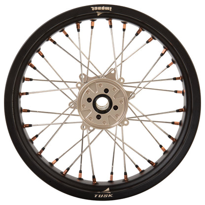 Tusk Impact Supermoto Complete Front and Rear Wheel Set 17 x 3.50 Matte Black Rim/Silver Spoke/Magnesium Hub/Magnesium Nipple Honda CR125R 2002–2025 - Adventure Parts
