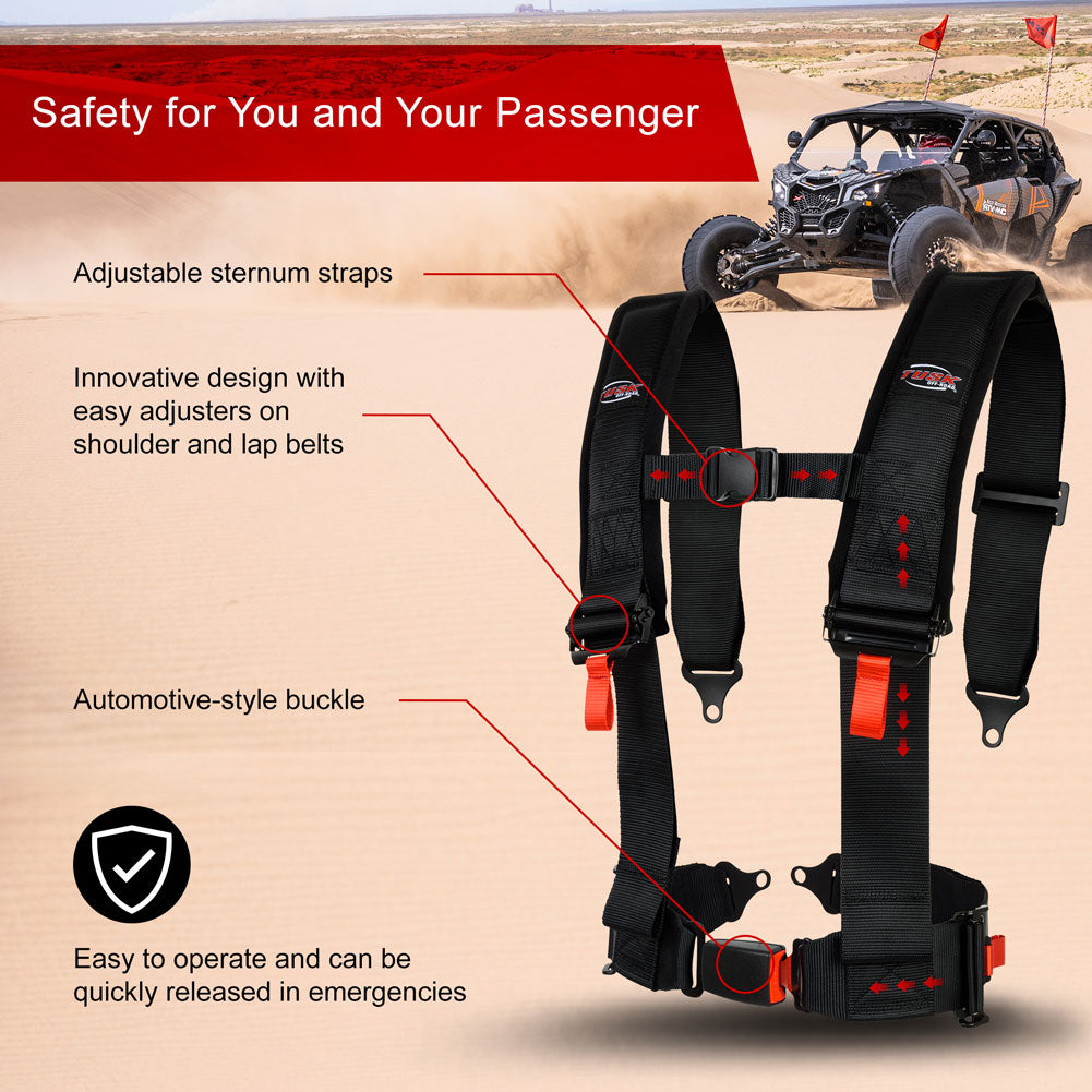 Tusk 4 Point 3 inch H-Style Safety Harness Can-Am Defender HD10 Max DPS 2017–2025