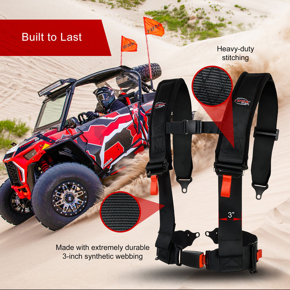 Tusk 4 Point 3 inch H-Style Safety Harness Can-Am Defender HD10 Max DPS 2017–2025