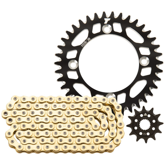 Tusk Chain and Sprocket Kit - Aluminum Rear/Gold X-Ring Chain Beta 450 RX 2024–2026