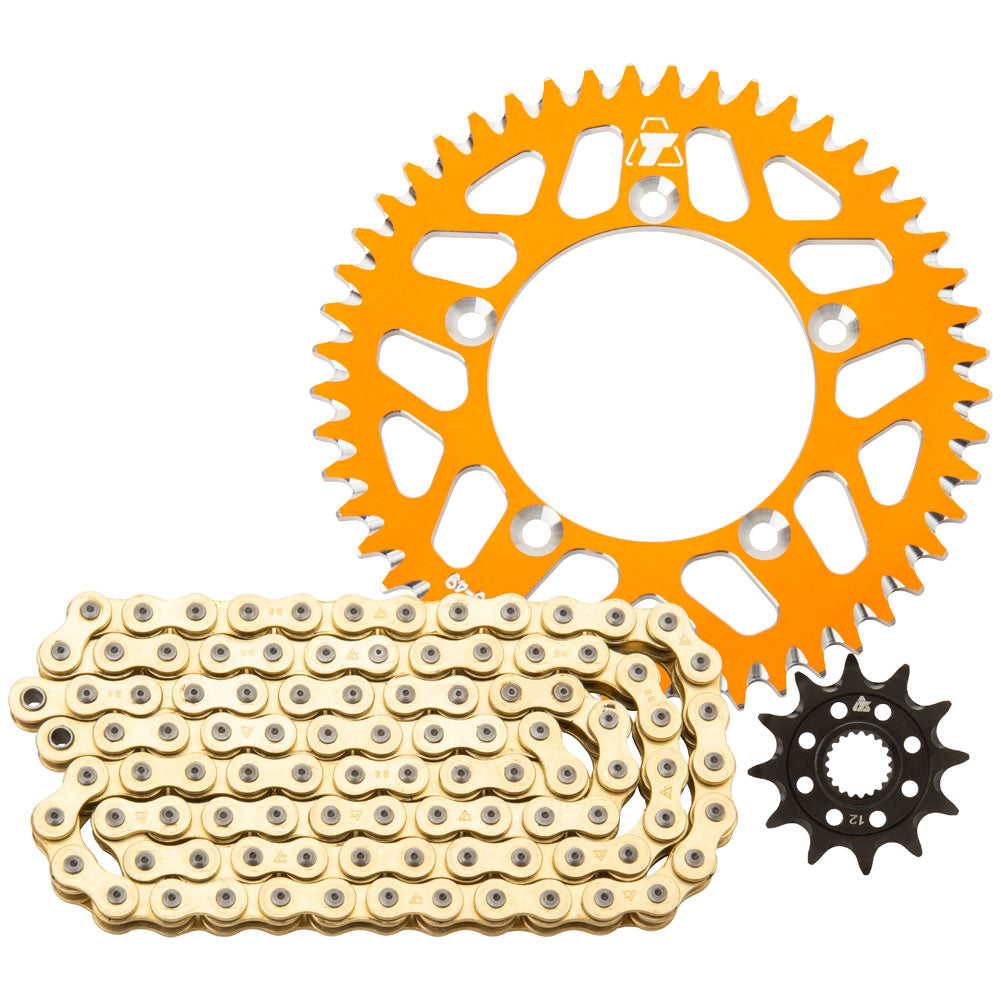 Tusk Chain and Sprocket Kit - Aluminum Rear/Gold X-Ring Chain GASGAS EX 350F 2021-2023