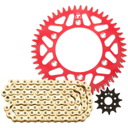 Tusk Chain and Sprocket Kit - Aluminum Rear/Gold X-Ring Chain GASGAS EX 350F 2021-2023