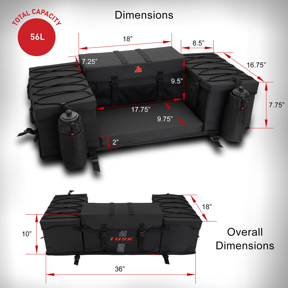 Tusk Trail-Runner Zipperless ATV Rear Rack Bag Honda TRX 200/D 1984-2026