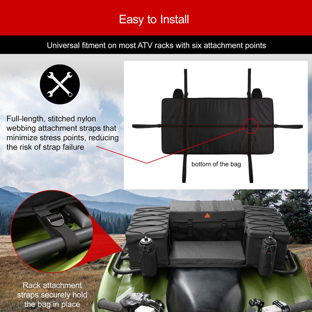 Tusk Trail-Runner Zipperless ATV Rear Rack Bag Honda TRX 200/D 1984-2026