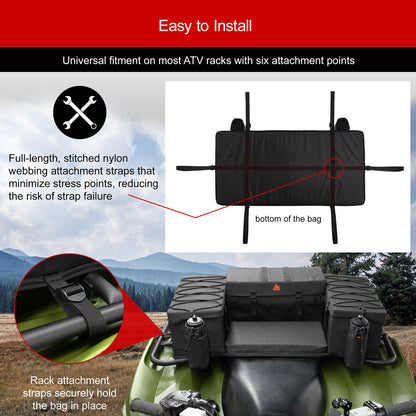 Tusk Trail-Runner Zipperless ATV Rear Rack Bag Honda TRX 200/D 1984-2026