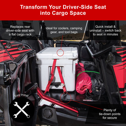 Tusk Seat Cargo Rack Kit Driver Side Rear with Seat Base Polaris RZR 4 900 2015–2023 - Adventure Parts