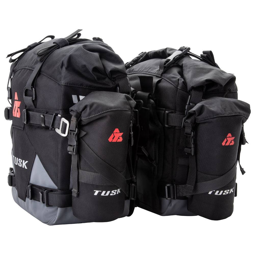 Tusk Pilot Motorcycle Pannier Bags w/ Bottle Holders