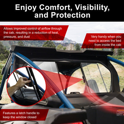 Tusk Sliding Rear Glass Window Kawasaki Teryx KRX 1000 2020-2026