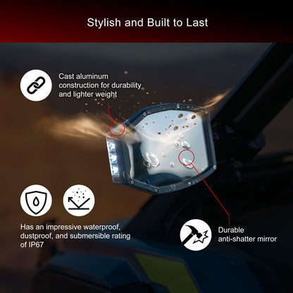 Tusk UTV LED Side View Mirrors Honda Talon 1000R 2019–2025