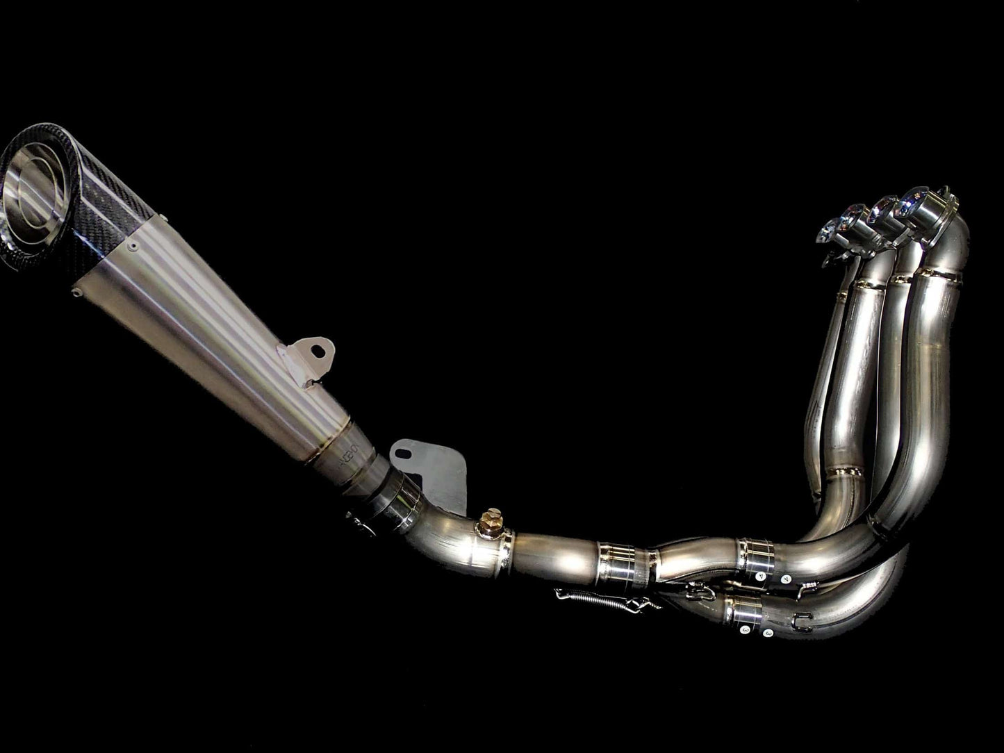 Vandemon Brushed Titanium Exhaust & Carbon Tip Muffler Kawasaki Ninja H2 & H2R