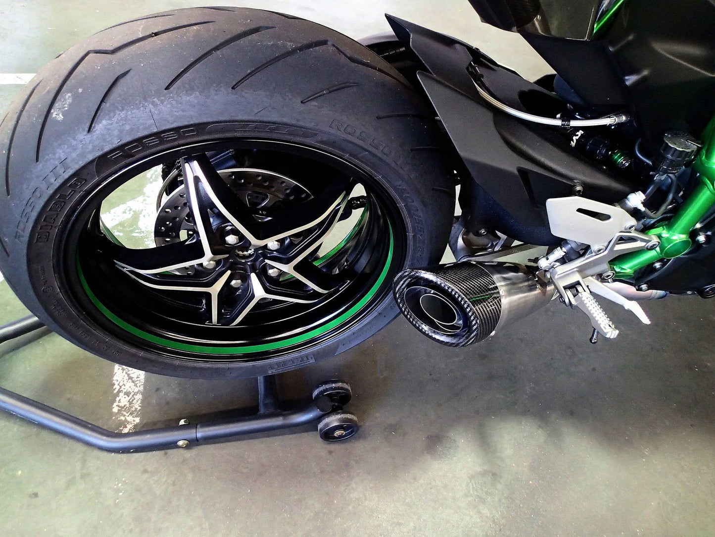 Vandemon Brushed Titanium Exhaust & Carbon Tip Muffler Kawasaki Ninja H2 & H2R