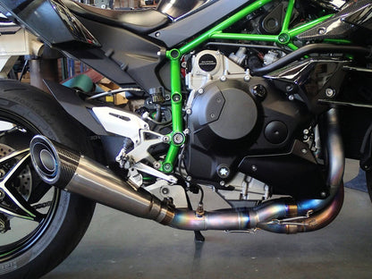 Vandemon Brushed Titanium Exhaust & Carbon Tip Muffler Kawasaki Ninja H2 & H2R