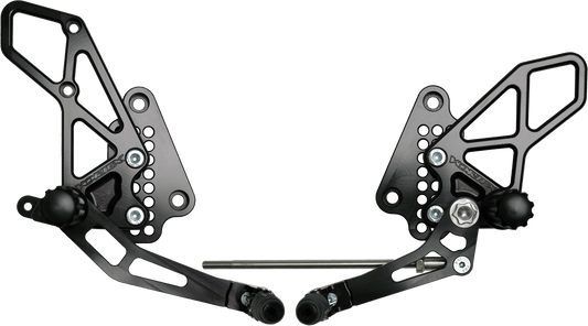 Vortex Racing V2 Rearsets Suzuki Hayabusa GSX-1300R 1999-2021 - Black - Adventure Parts