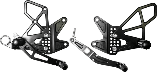 Vortex Racing V2 Rearsets Yamaha YZF-R6 2006-2016 - Black - Adventure Parts