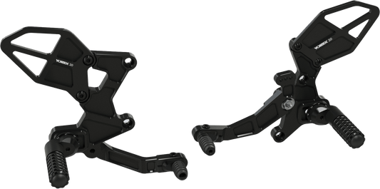 Vortex Racing V3 2.0 Rearsets Kawasaki Ninja 400R 2018-2024 - Black - Adventure Parts